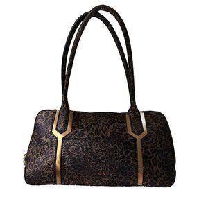 Hobo The Original Brown Leopard Cheetah Print Leather Purse Handbag Bag